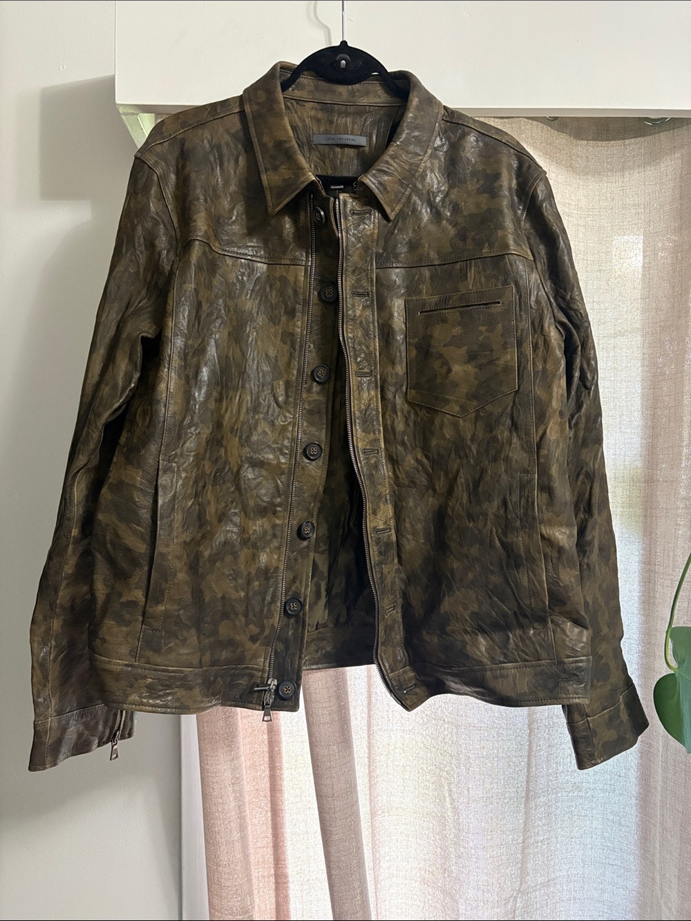 Men's Brown Camouflage Leather Jacket